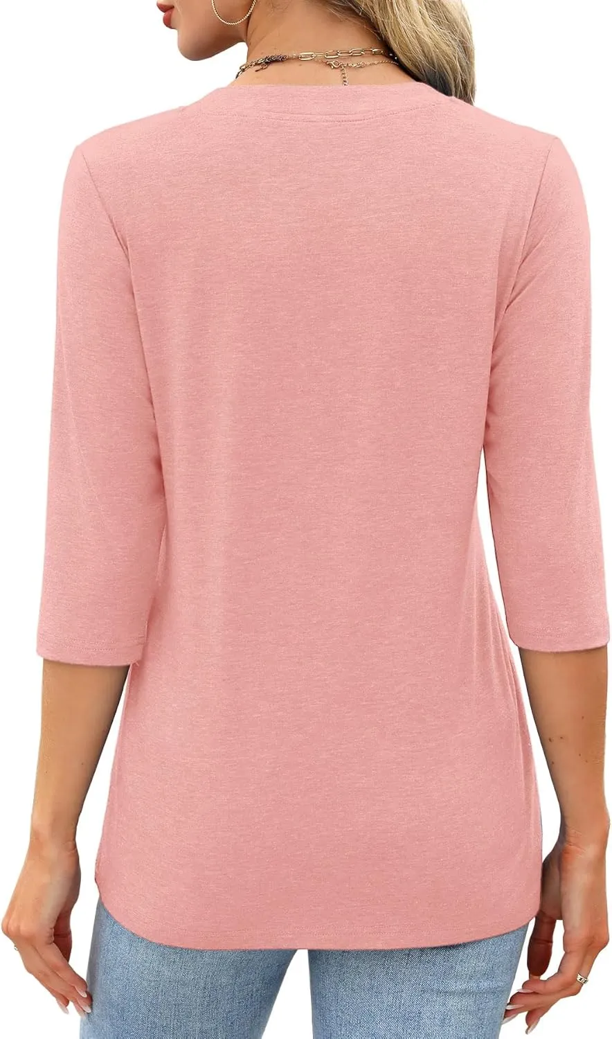 JomeDesign Womens Tops 3/4 Sleeve V Neck Shirts Dressy Casual Tunic Blouses Summer Tees