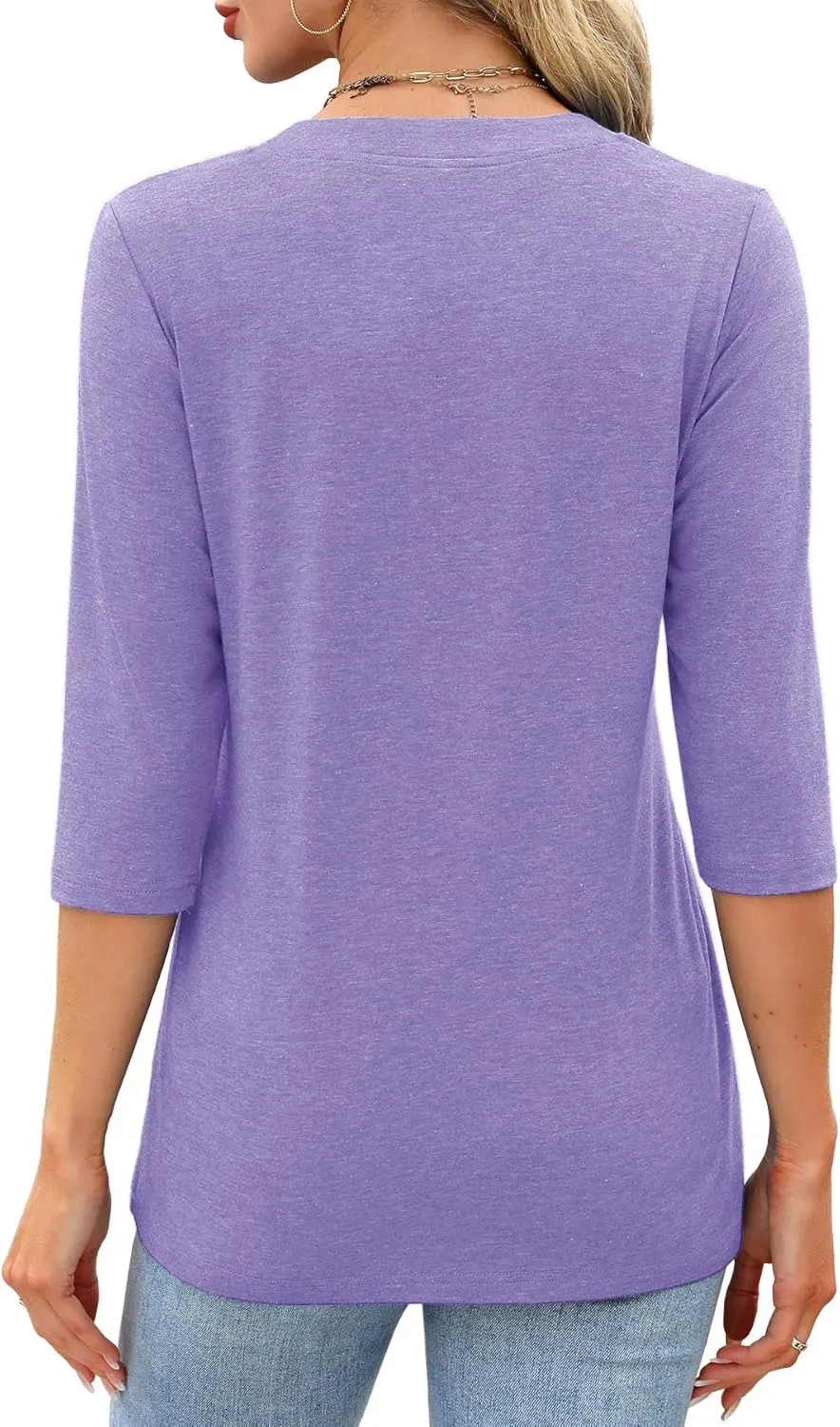 JomeDesign Womens Tops 3/4 Sleeve V Neck Shirts Dressy Casual Tunic Blouses Summer Tees