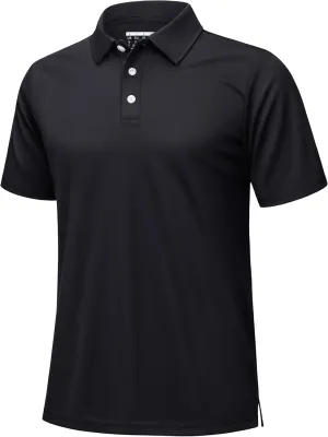 KEFITEVD Men's Polo Shirts Short Sleeve Dry Fit Collared T-Shirt Athletic Performance Polos for Running Golf Tennis