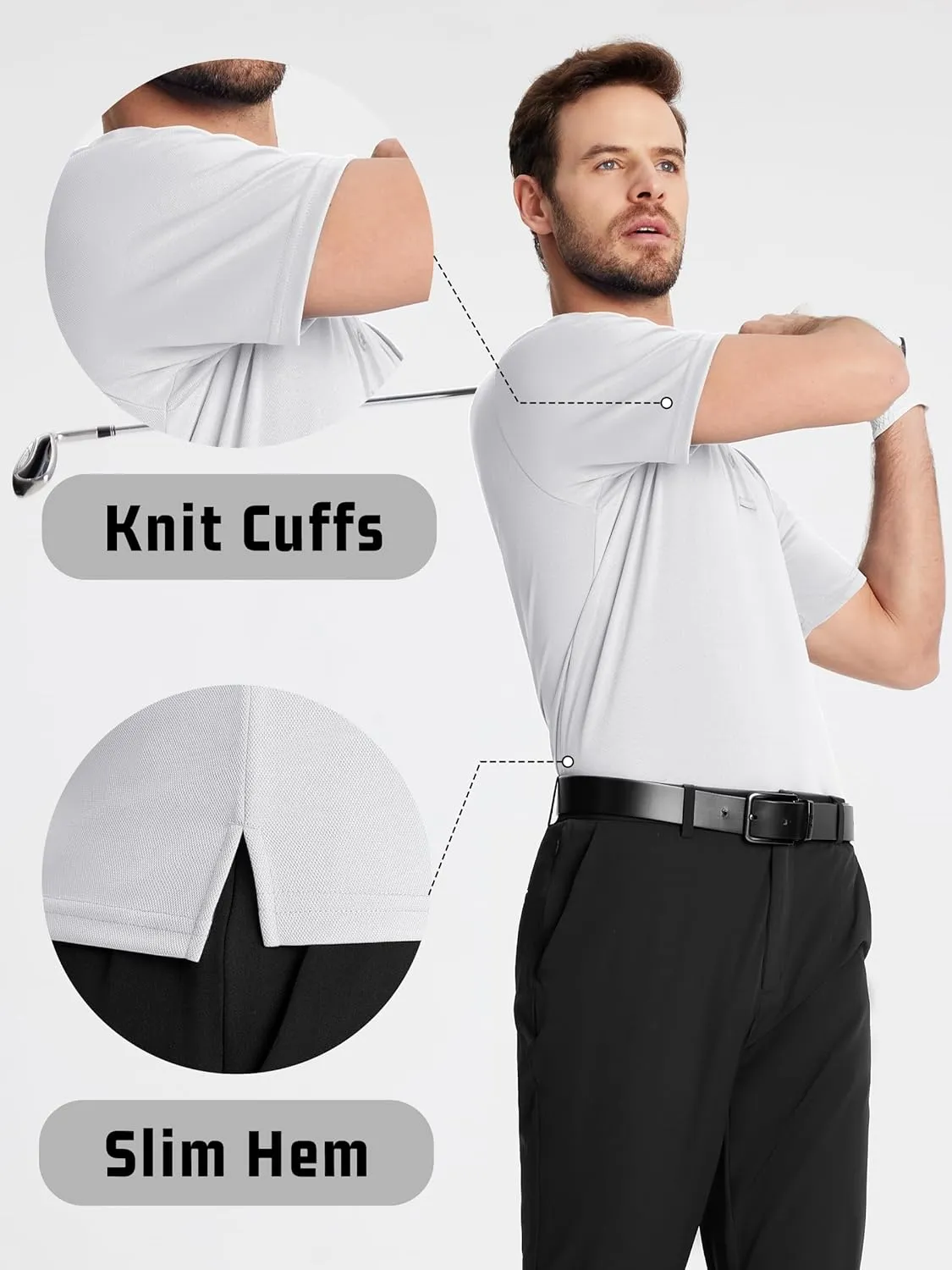 KEFITEVD Men's Polo Shirts Short Sleeve Dry Fit Collared T-Shirt Athletic Performance Polos for Running Golf Tennis
