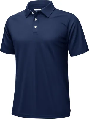 KEFITEVD Men's Polo Shirts Short Sleeve Dry Fit Collared T-Shirt Athletic Performance Polos for Running Golf Tennis