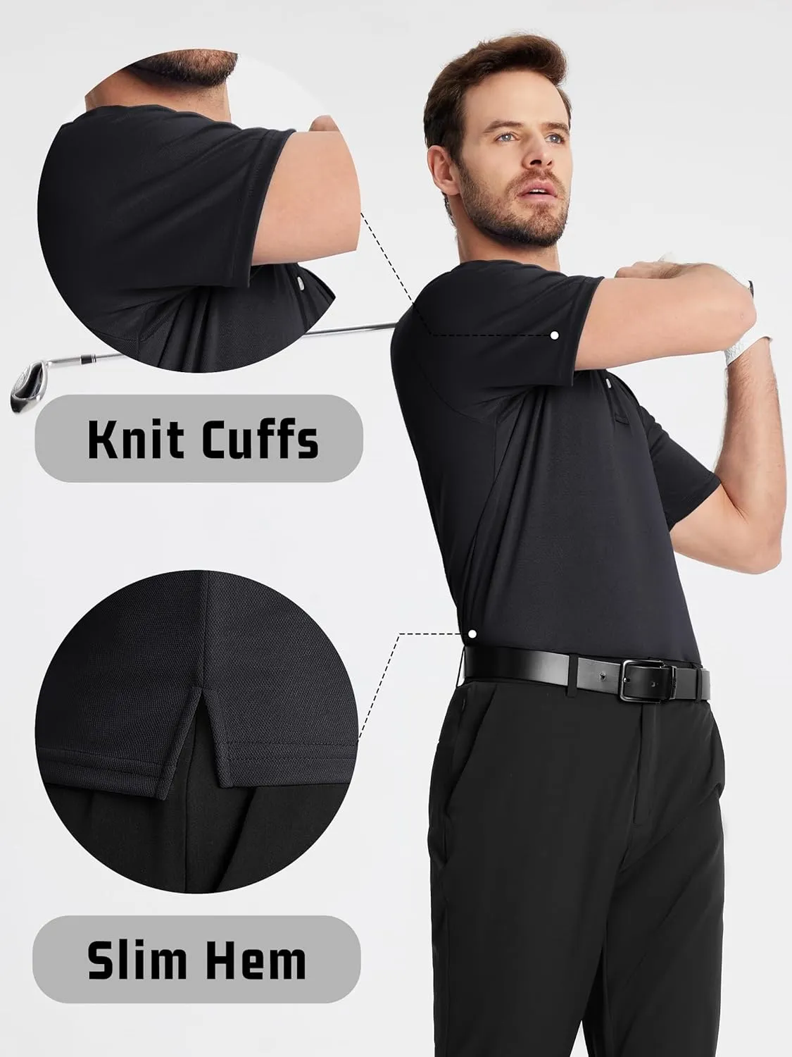 KEFITEVD Men's Polo Shirts Short Sleeve Dry Fit Collared T-Shirt Athletic Performance Polos for Running Golf Tennis