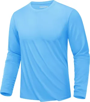 KEFITEVD Men's UPF 80  Sun Shirts Long Sleeve UV SPF Shirts Quick Dry Lightweight Rash Guard Polyester Swim T-Shirt