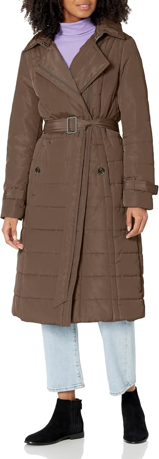 Kenneth Cole Women's Belted Puffer Trench Coat