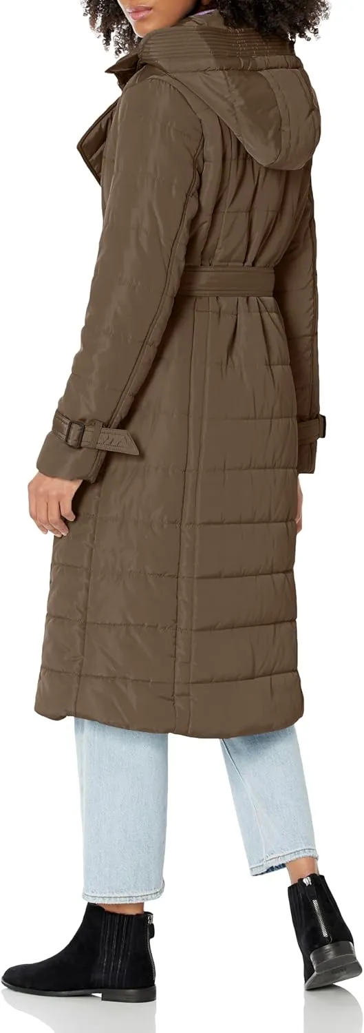 Kenneth Cole Women's Belted Puffer Trench Coat