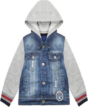 KIDSCOOL SPACE Little Girl Jean Jacket,Flower Embroidered Denim Outfits