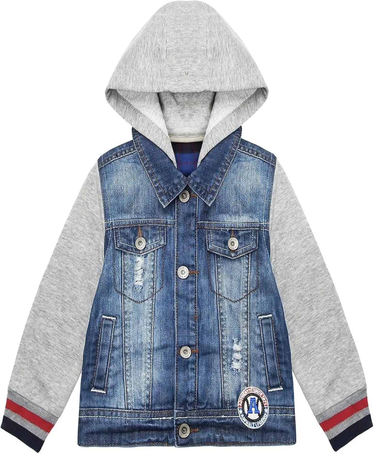 KIDSCOOL SPACE Little Girl Jean Jacket,Flower Embroidered Denim Outfits