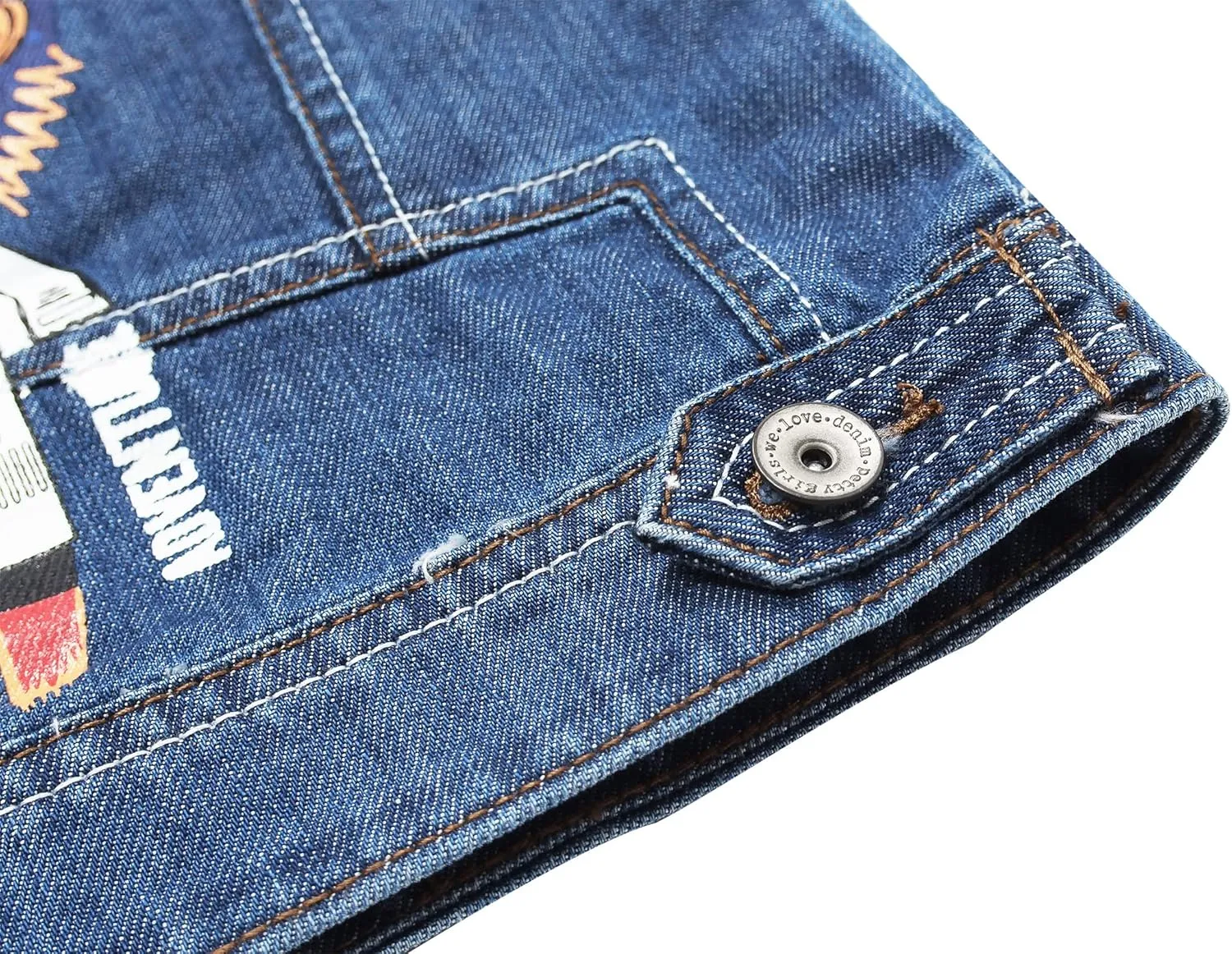 KIDSCOOL SPACE Little Girl Jean Jacket,Flower Embroidered Denim Outfits
