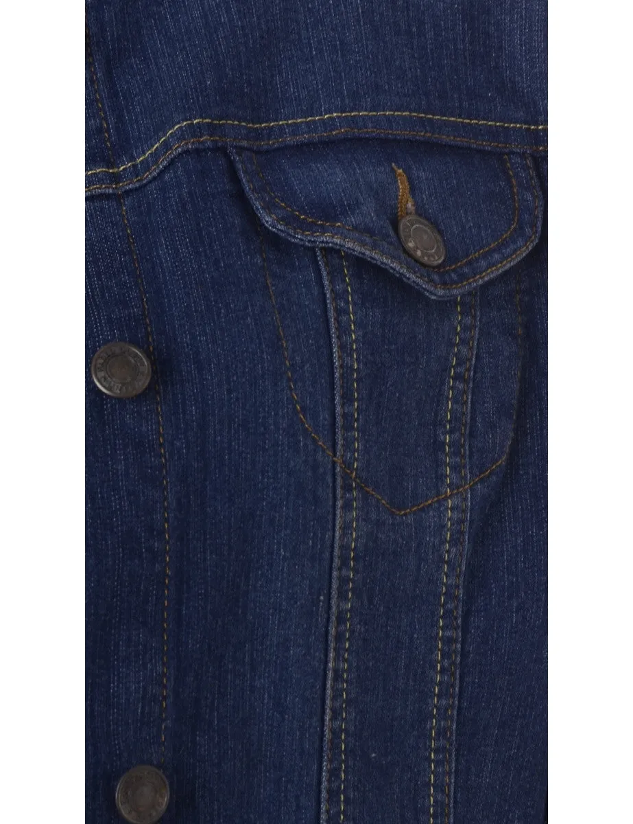 Label Indigo Collarless Denim Jacket
