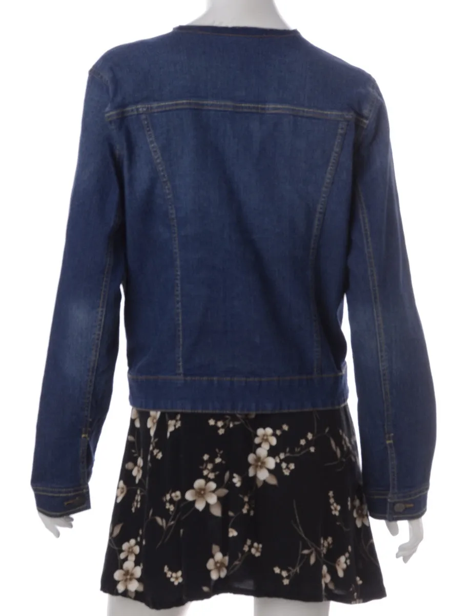 Label Indigo Collarless Denim Jacket