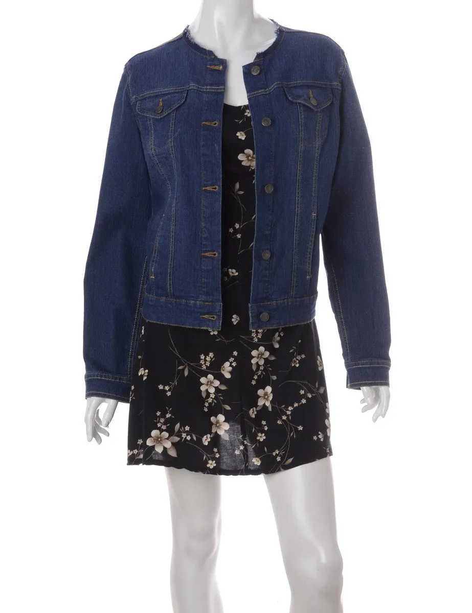 Label Indigo Collarless Denim Jacket