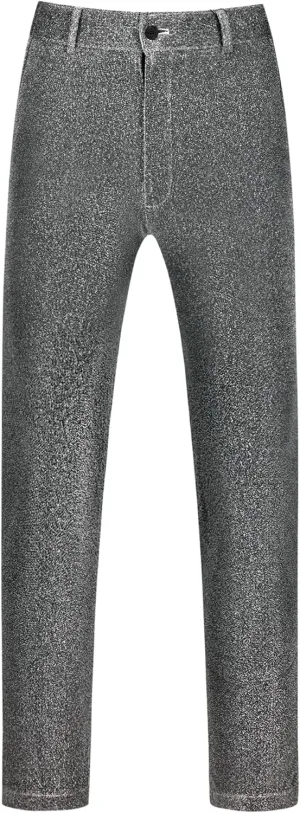 Lars Amadeus Metallic Pants for Men's Straight Leg Party Nightclub Glitter Dress Trouser