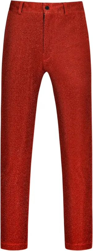 Lars Amadeus Metallic Pants for Men's Straight Leg Party Nightclub Glitter Dress Trouser