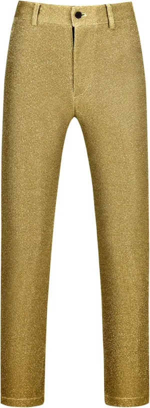 Lars Amadeus Metallic Pants for Men's Straight Leg Party Nightclub Glitter Dress Trouser