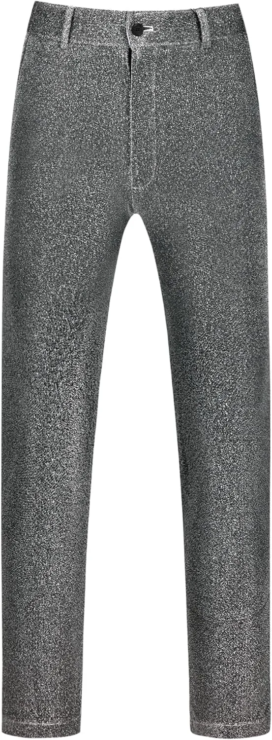 Lars Amadeus Metallic Pants for Men's Straight Leg Party Nightclub Glitter Dress Trouser
