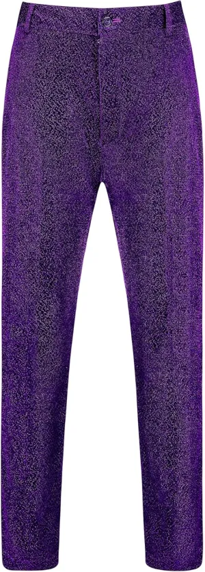 Lars Amadeus Metallic Pants for Men's Straight Leg Party Nightclub Glitter Dress Trouser