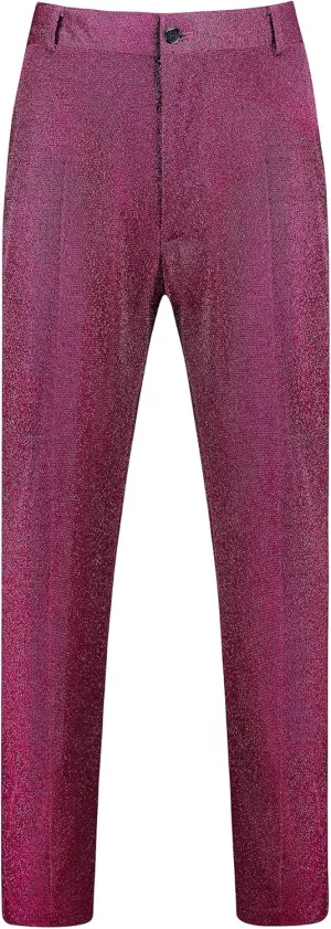 Lars Amadeus Metallic Pants for Men's Straight Leg Party Nightclub Glitter Dress Trouser