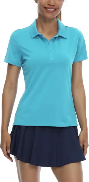 LastFor1 Women's Golf Polo Shirts Short Sleeve Sports Shirts Quick Dry 3-Button Casual Athletic T-Shirt