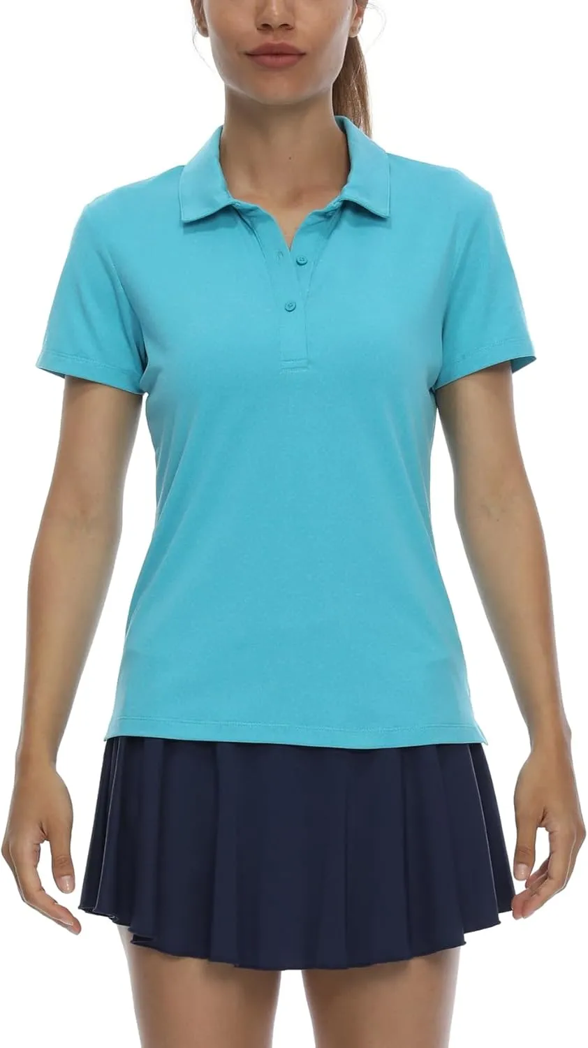 LastFor1 Women's Golf Polo Shirts Short Sleeve Sports Shirts Quick Dry 3-Button Casual Athletic T-Shirt