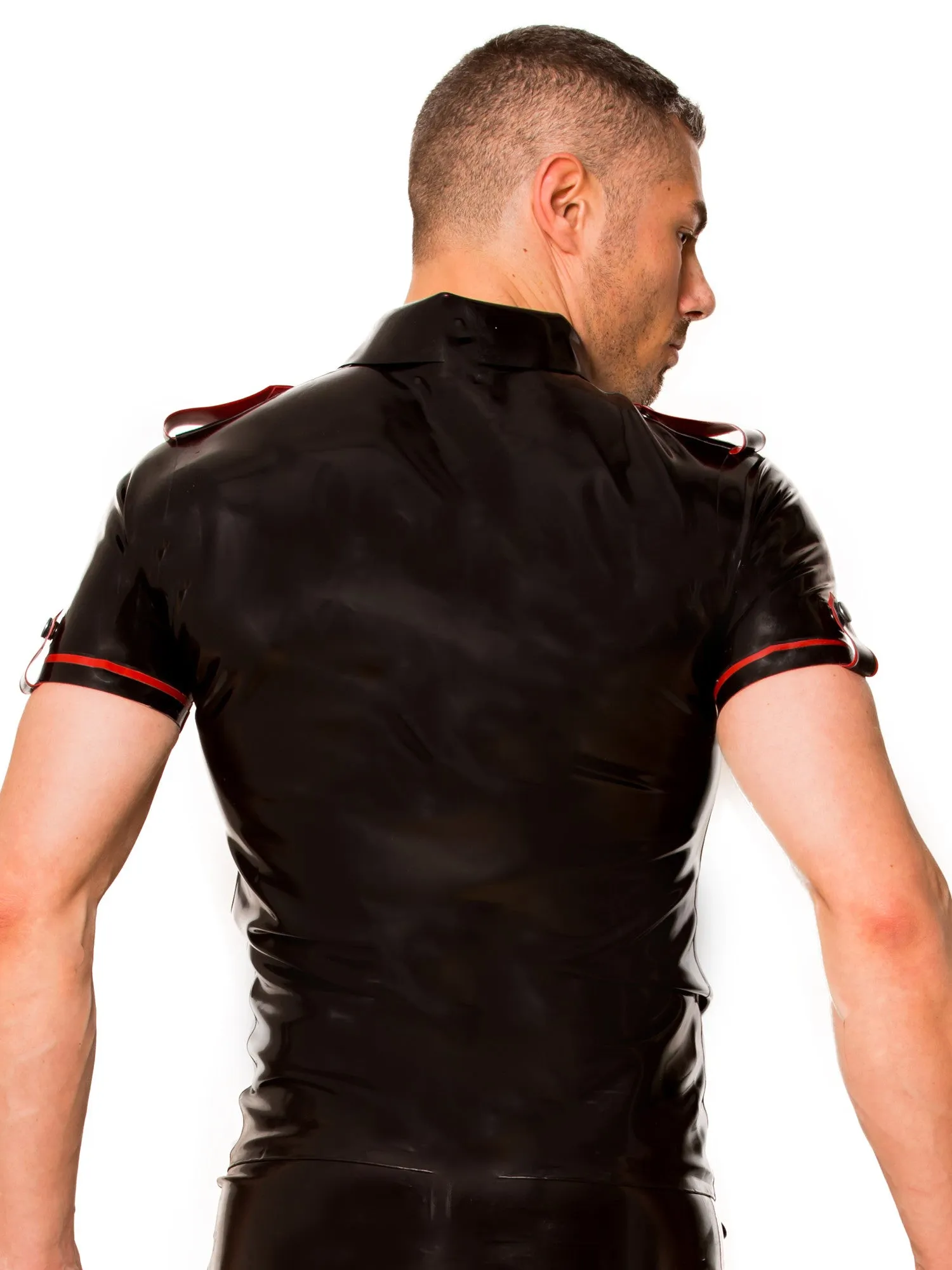 Latex Black & Red Uniform Shirt