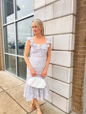 Lavender Haze Lace Midi Dress
