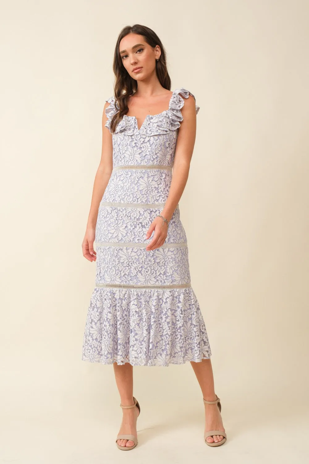 Lavender Haze Lace Midi Dress