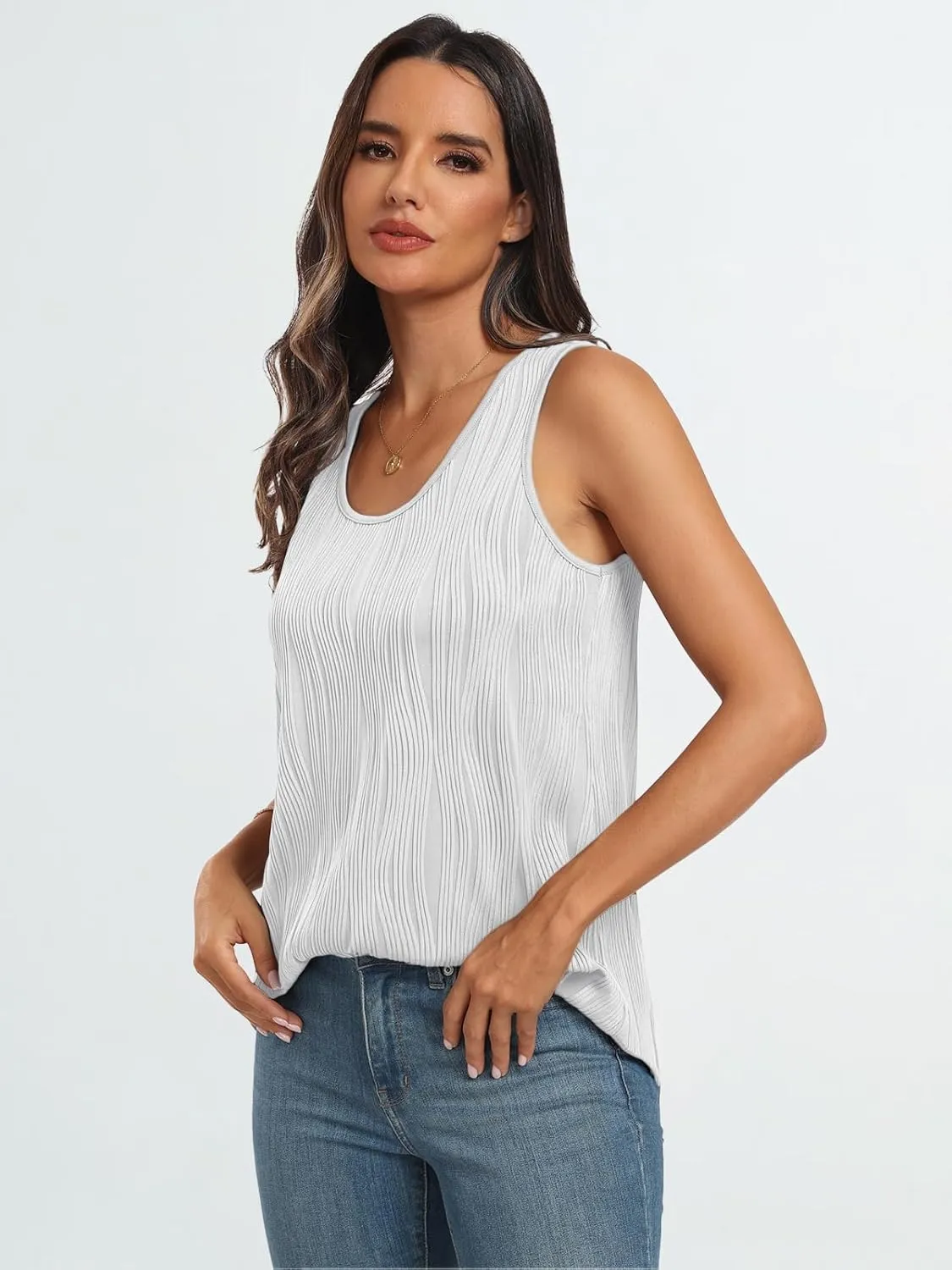 LILLUSORY Women's Dressy Business Casual Tank Tops Summer Sleeveless Trendy Spring Blouses Flowy Work Shirts