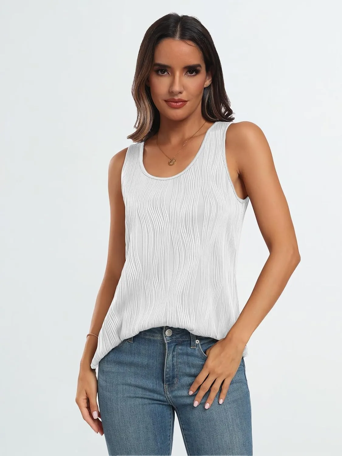 LILLUSORY Women's Dressy Business Casual Tank Tops Summer Sleeveless Trendy Spring Blouses Flowy Work Shirts