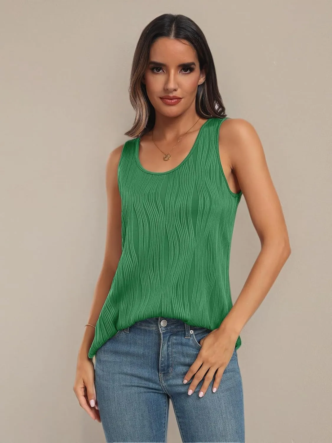 LILLUSORY Women's Dressy Business Casual Tank Tops Summer Sleeveless Trendy Spring Blouses Flowy Work Shirts
