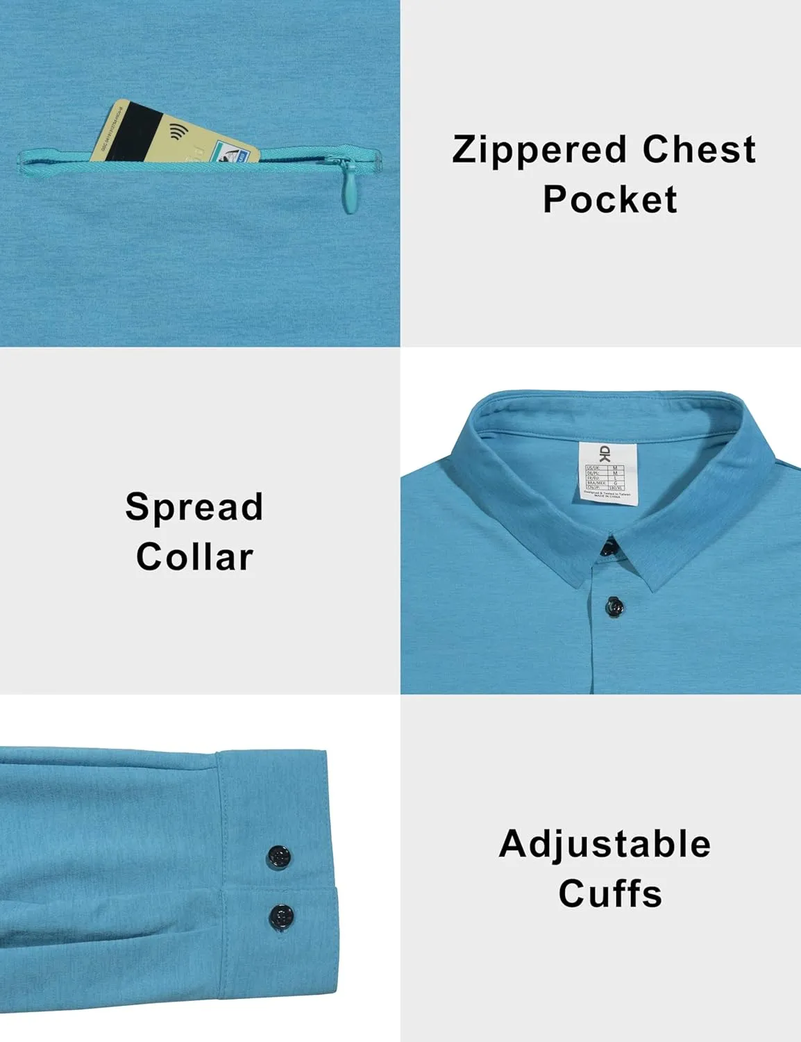 Little Donkey Andy Men's UPF 50  UV Protection Shirts, Cooling Quick-Dry Performance Fishing Shirts for Outdoor