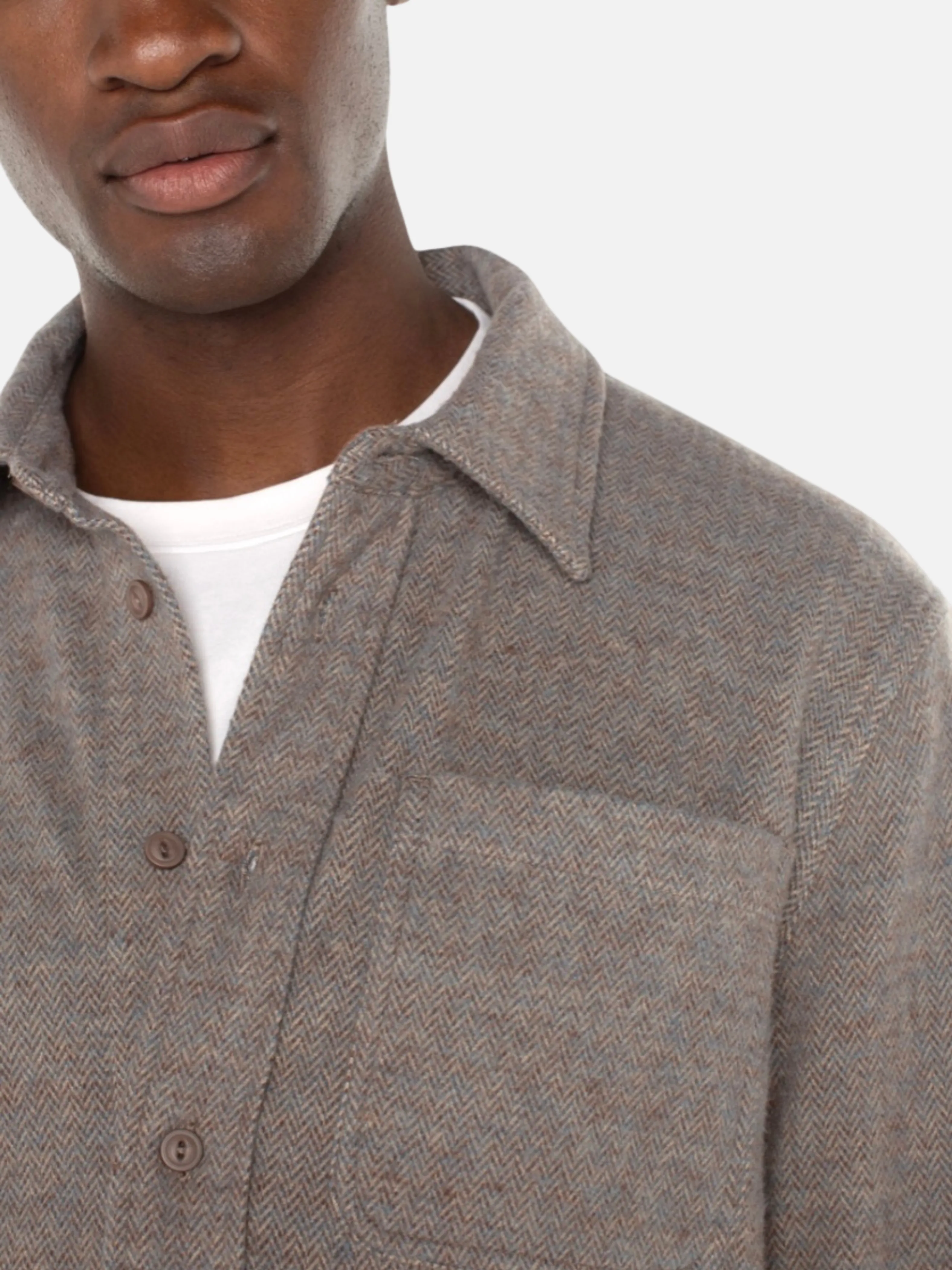 Liverpool Knit LS Button Up - Taupe/Blue
