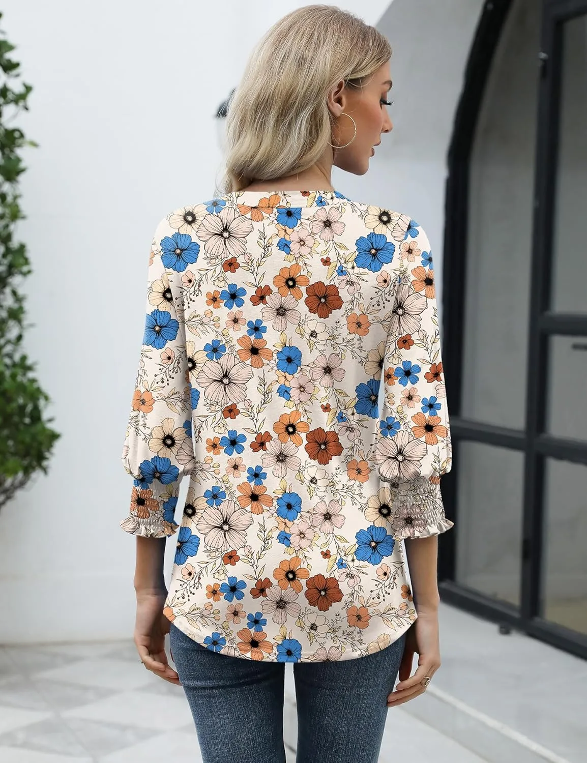 LOMON Women's 2025 Fashion Tops 3/4 Length Sleeve Business Casual Blouses Summer Tees Shirts