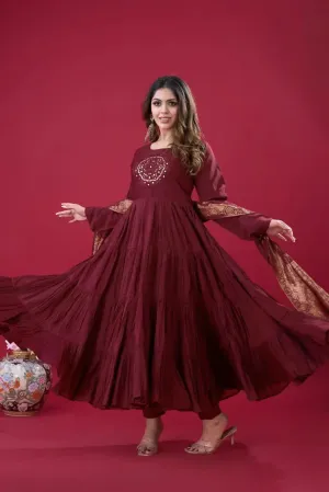 Long Gown for Women – Party Wear Designer Gown with Dupatta