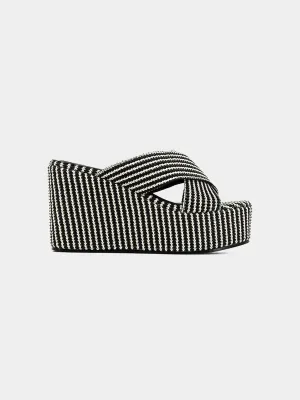 Ludovica Woven Platform Wedge in Black