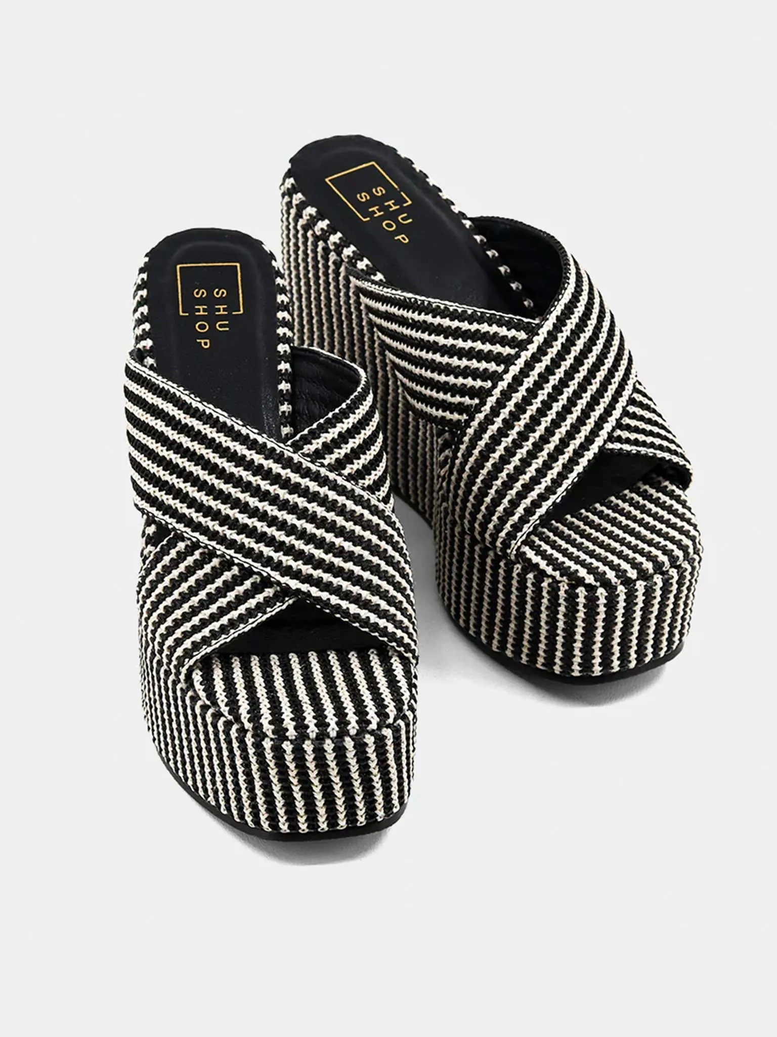 Ludovica Woven Platform Wedge in Black