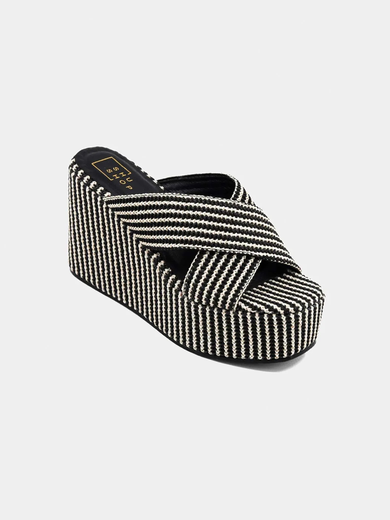 Ludovica Woven Platform Wedge in Black