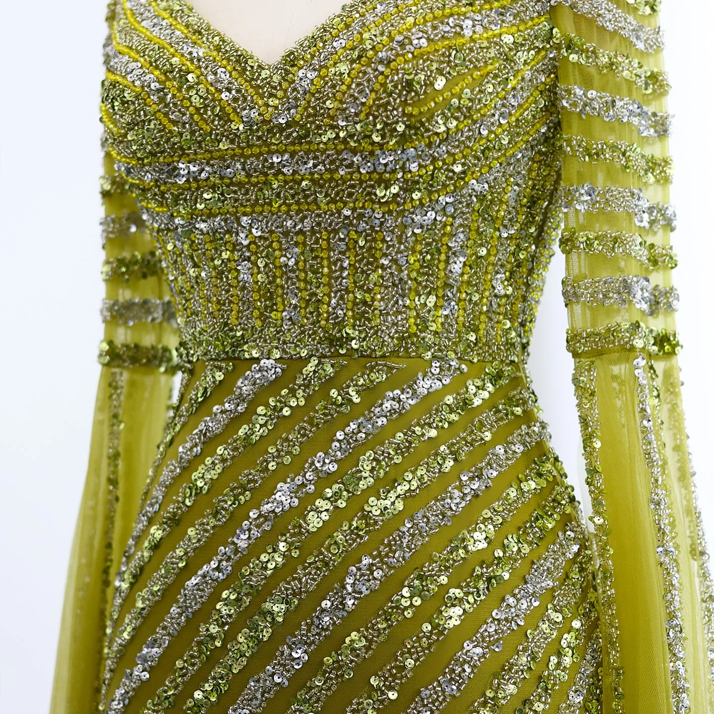 Luxury Beaded Pink Mermaid Evening Dress with Cape Sleeves SS434