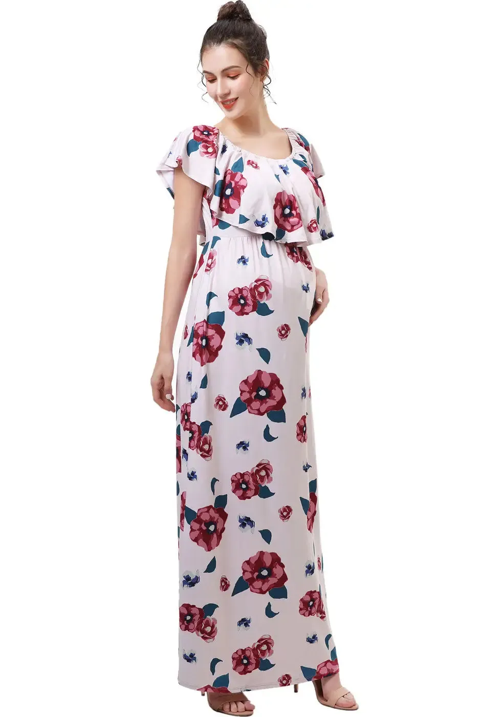 Lydia Maternity/Nursing Floral Print Maxi Dress