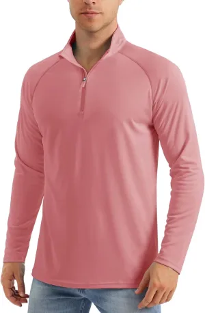 MAGCOMSEN Men's Long Sleeve Sun Shirts UPF 50  Tees 1/4 Zip Up Fishing Running Rash Guard T-Shirts Outdoor Shirt
