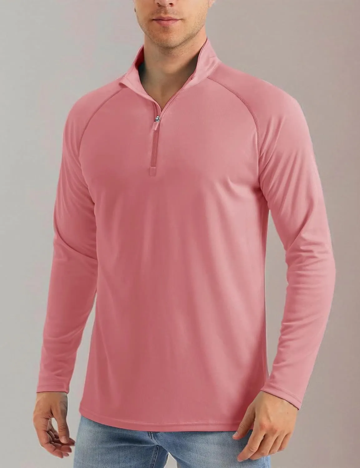 MAGCOMSEN Men's Long Sleeve Sun Shirts UPF 50  Tees 1/4 Zip Up Fishing Running Rash Guard T-Shirts Outdoor Shirt