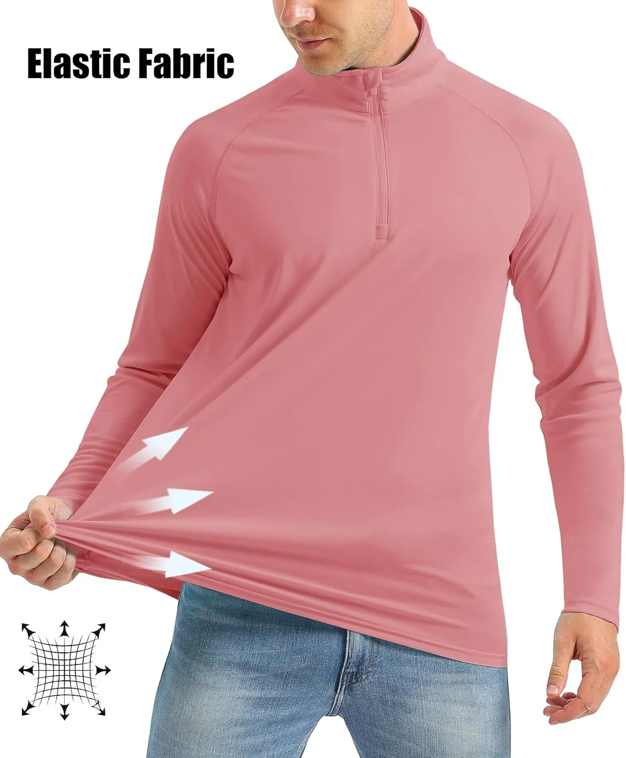 MAGCOMSEN Men's Long Sleeve Sun Shirts UPF 50  Tees 1/4 Zip Up Fishing Running Rash Guard T-Shirts Outdoor Shirt