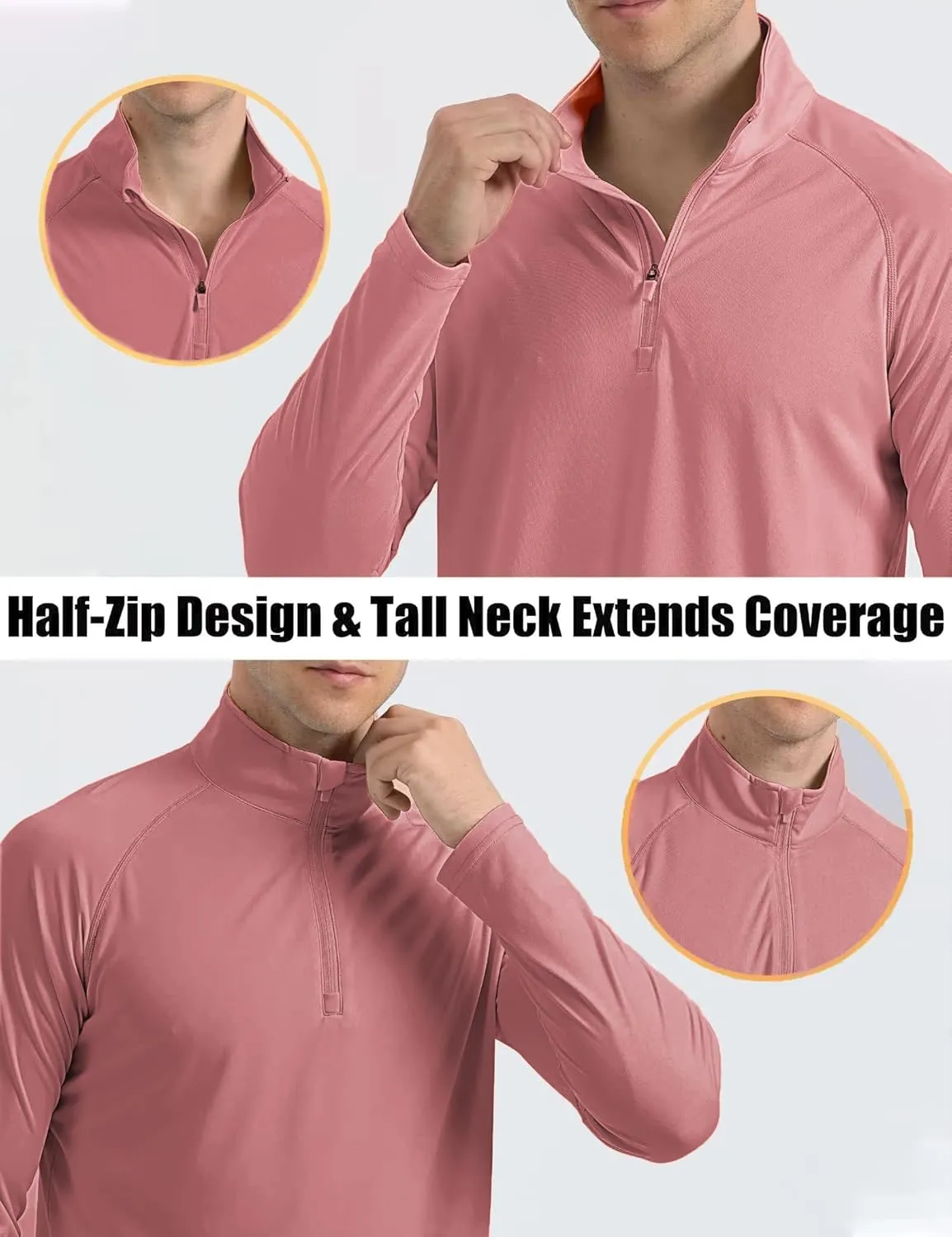 MAGCOMSEN Men's Long Sleeve Sun Shirts UPF 50  Tees 1/4 Zip Up Fishing Running Rash Guard T-Shirts Outdoor Shirt