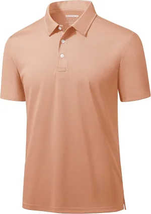 MAGCOMSEN Men's Polo Shirts 3 Buttons Casual Work T Shirts Quick Dry Short Sleeve Golf Shirt Pique Jersey Outdoor Performance