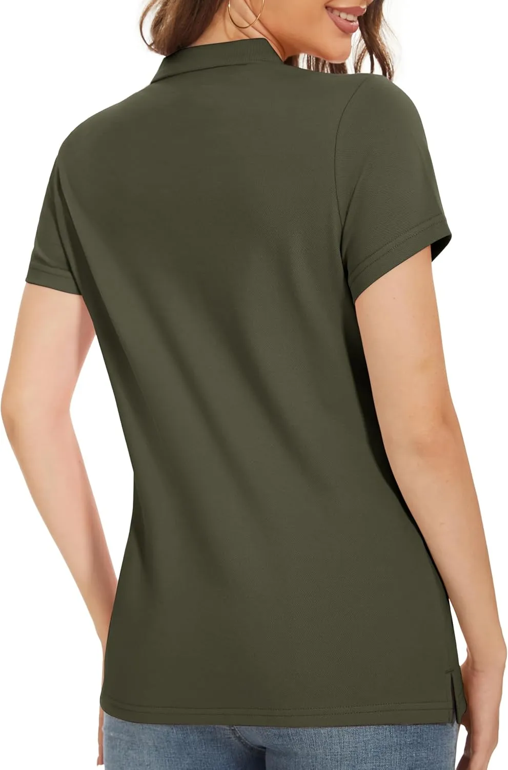 MAGCOMSEN Women's Polo Shirts Cotton 3-Button Short Sleeve Collared Tops Summer Cool Shirt Uniform Casual Shirts