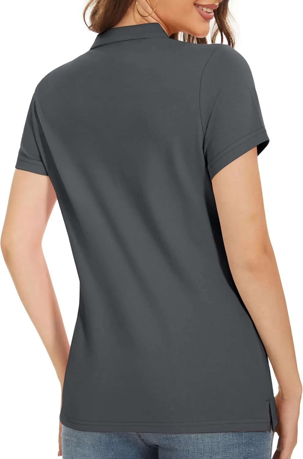 MAGCOMSEN Women's Polo Shirts Cotton 3-Button Short Sleeve Collared Tops Summer Cool Shirt Uniform Casual Shirts