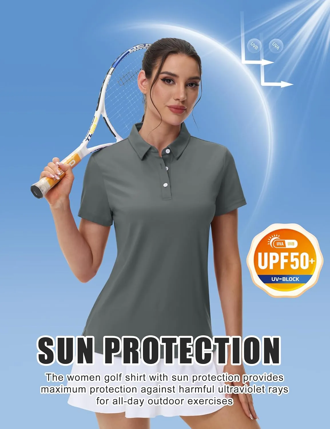MAGCOMSEN Women's Polos Golf Shirts Short Sleeve UPF 50  Collared Shirt Quick Dry Tennis Work Athletic Tops