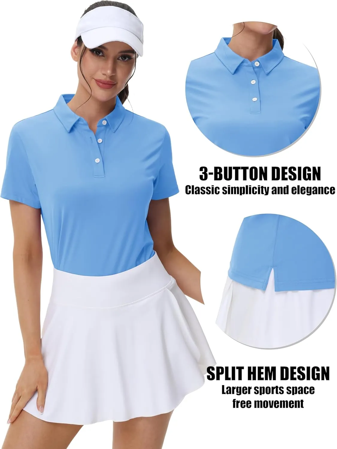 MAGCOMSEN Women's Polos Golf Shirts Short Sleeve UPF 50  Collared Shirt Quick Dry Tennis Work Athletic Tops
