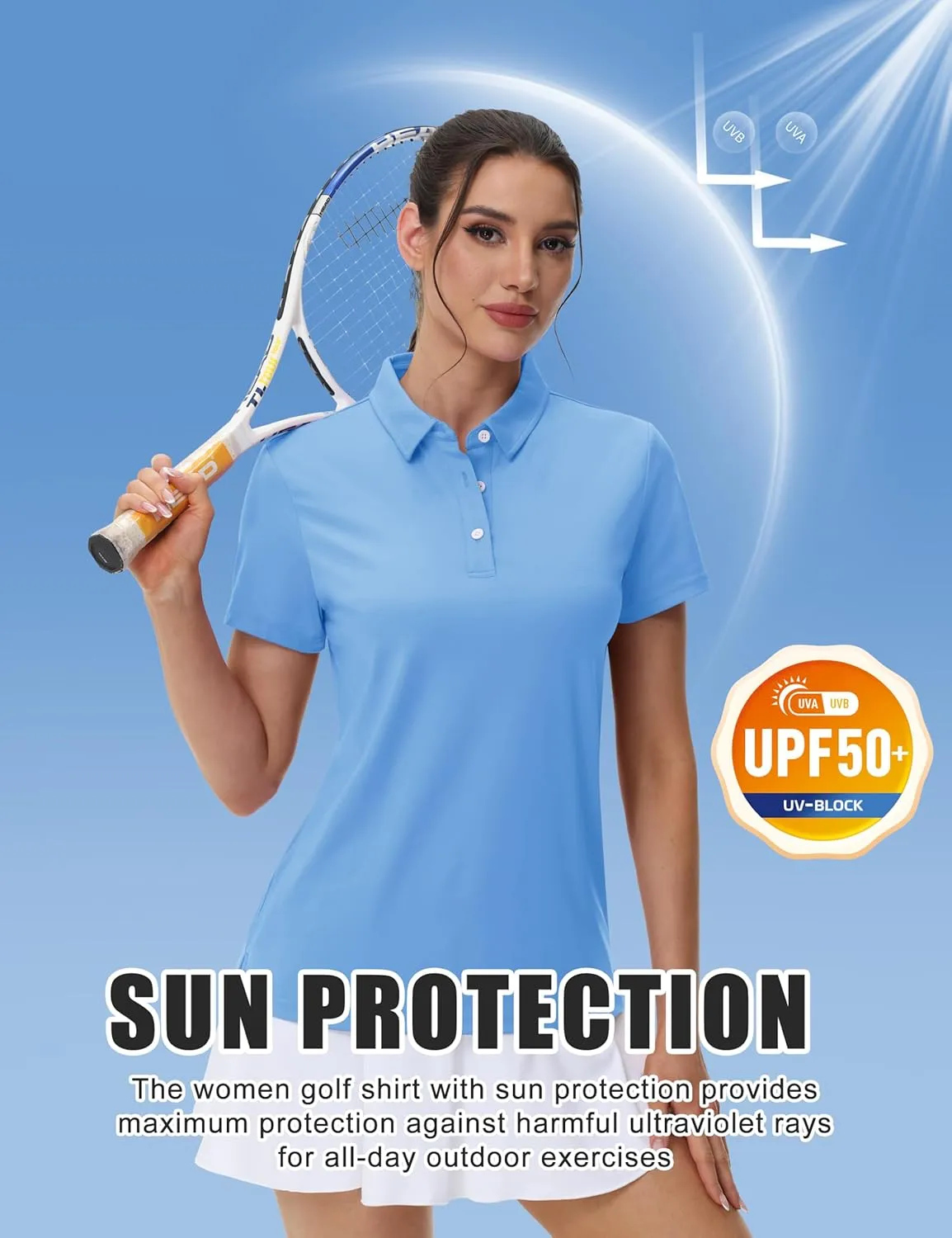 MAGCOMSEN Women's Polos Golf Shirts Short Sleeve UPF 50  Collared Shirt Quick Dry Tennis Work Athletic Tops
