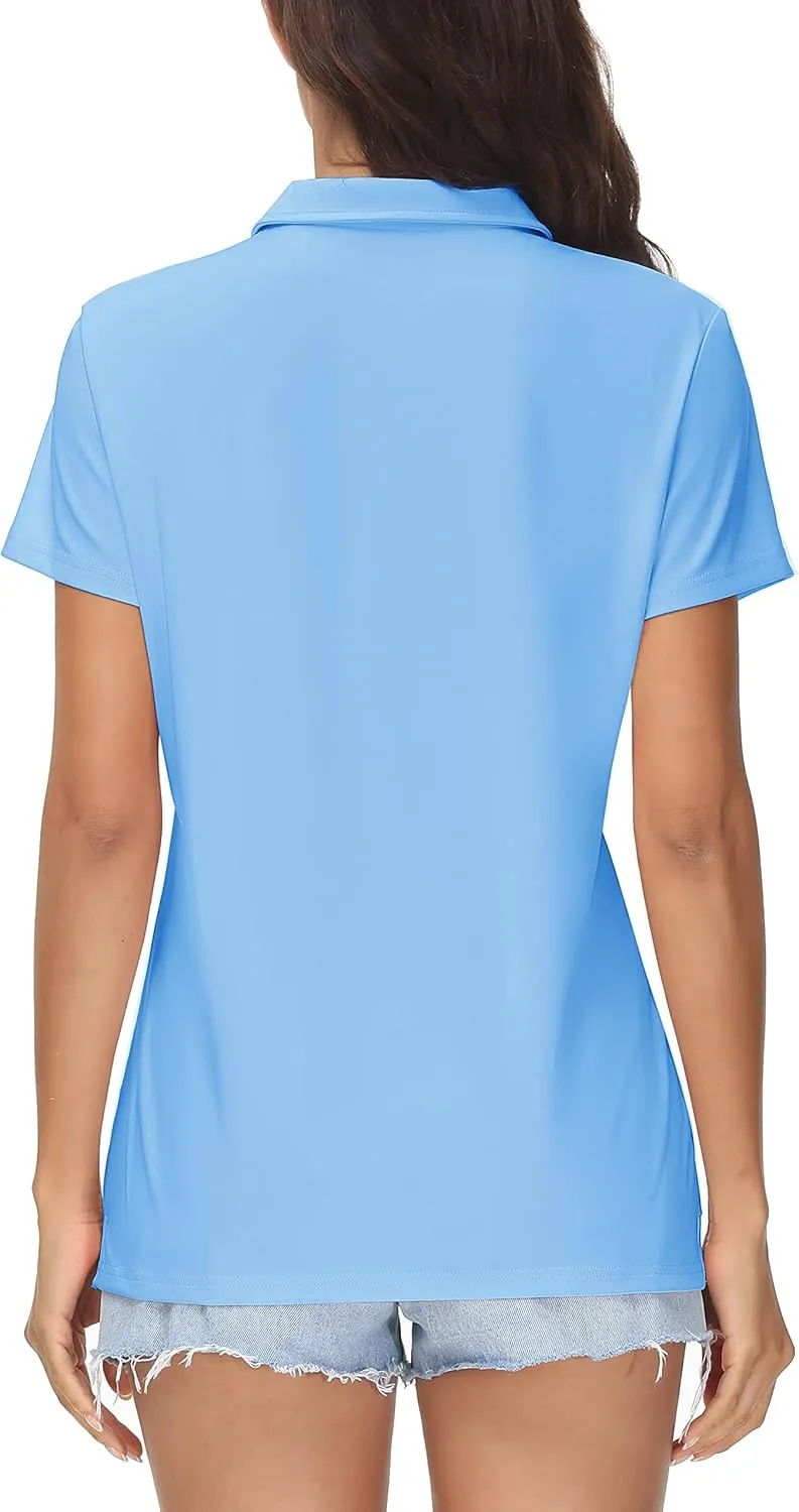 MAGCOMSEN Women's Polos Golf Shirts Short Sleeve UPF 50  Collared Shirt Quick Dry Tennis Work Athletic Tops