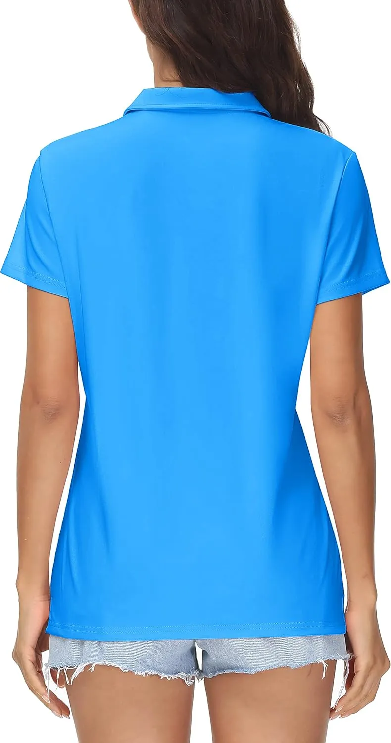MAGCOMSEN Women's Polos Golf Shirts Short Sleeve UPF 50  Collared Shirt Quick Dry Tennis Work Athletic Tops